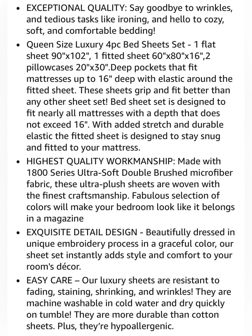 Queen Microfiber Egyptian Sheet Set